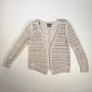Vintage Massimo Dutti Womens Open Cardigan Knit Beige Italian Yarn Medium Spain